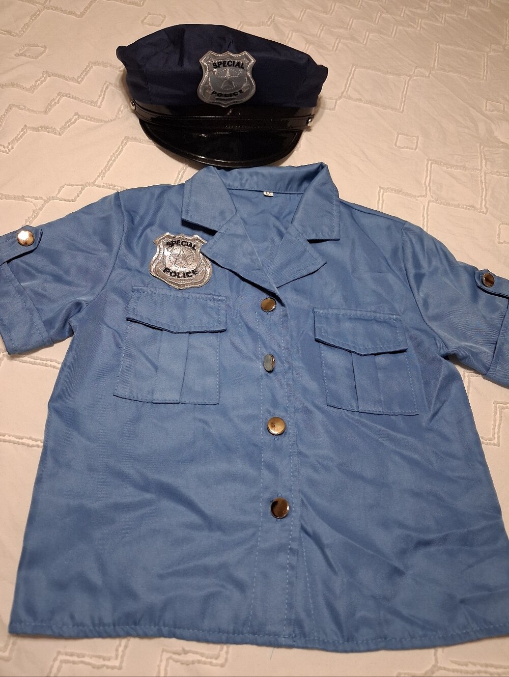 Kids Police Costume Shirt and Hat Set - Blue